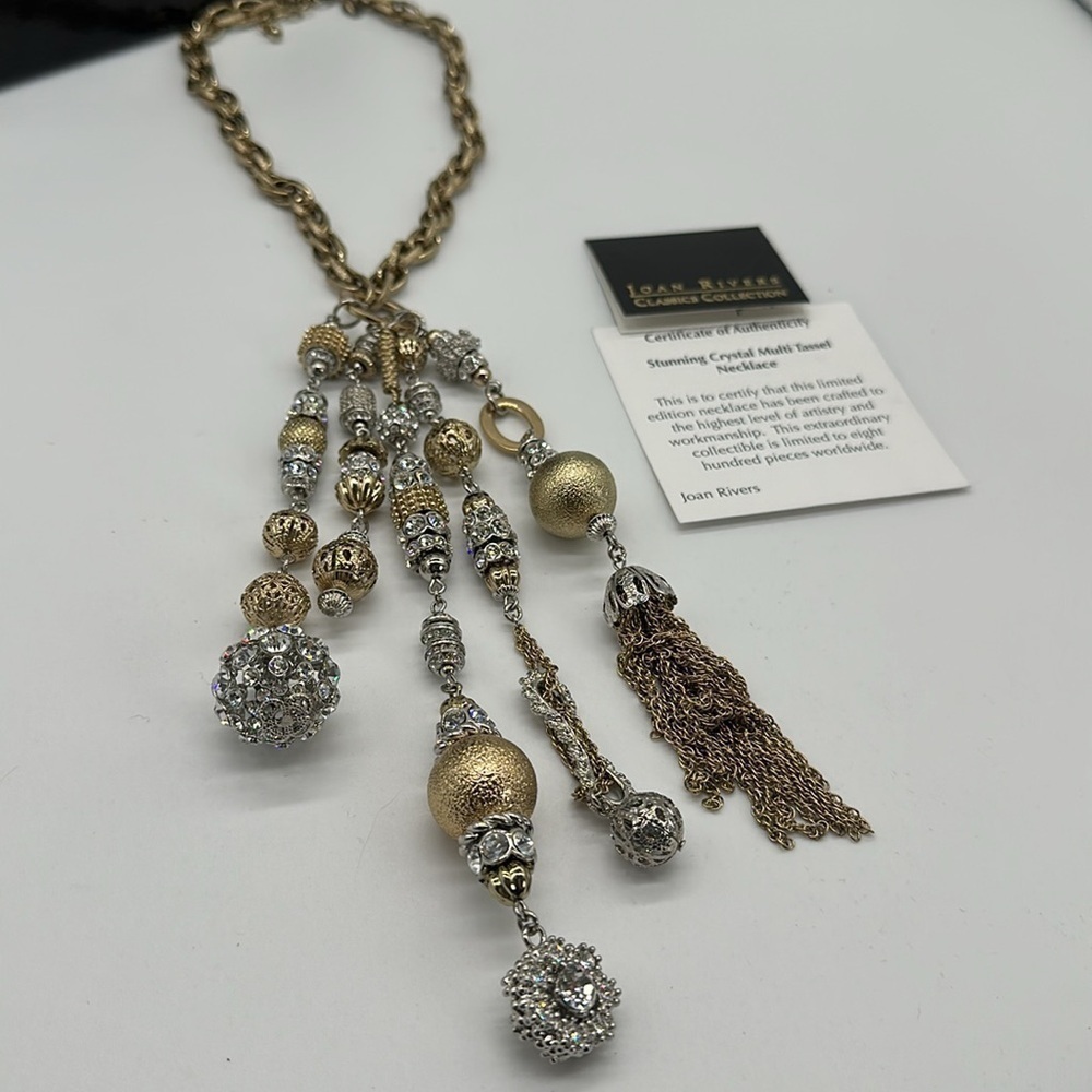 Joan Rivers Private Collection Stunning Crystal Multi Tassel Necklace